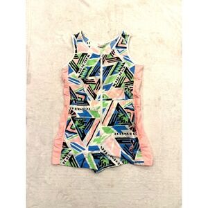 Vintage Bay Club Active Romper Womens Med South Beach Miami Neon Geometric 90s